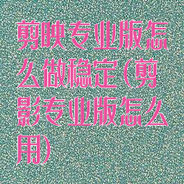 剪映专业版怎么做稳定(剪影专业版怎么用)