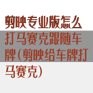 剪映专业版怎么打马赛克跟随车牌(剪映给车牌打马赛克)