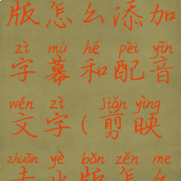 剪映专业版怎么添加字幕和配音文字(剪映专业版怎么生成字幕)