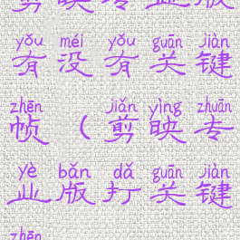 剪映专业版有没有关键帧(剪映专业版打关键帧)