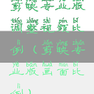 剪映专业版调整视频比例(剪映专业版画面比例)