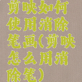 剪映如何使用消除笔画(剪映怎么用消除笔)