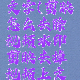 剪映怎么去除水印文字(剪映怎么去除视频水印剪映去掉视频上文字水印方法)