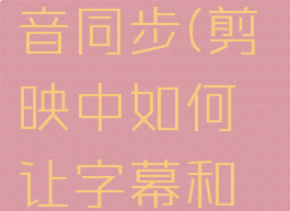 剪映怎么字幕和配音同步(剪映中如何让字幕和音频同步?)