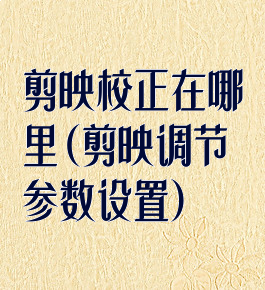 剪映校正在哪里(剪映调节参数设置)