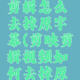 剪映视频剪辑怎么去掉原字幕(剪映剪辑视频如何去掉原有字幕)