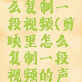 剪映里怎么复制一段视频(剪映里怎么复制一段视频的声音)