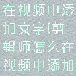 剪辑师怎么在视频中添加文字(剪辑师怎么在视频中添加文字内容)
