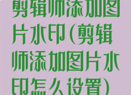 剪辑师添加图片水印(剪辑师添加图片水印怎么设置)