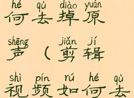 剪辑视频如何去掉原声(剪辑视频如何去掉原声音)