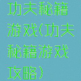 功夫秘籍游戏(功夫秘籍游戏攻略)