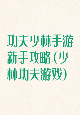 功夫少林手游新手攻略(少林功夫游戏)