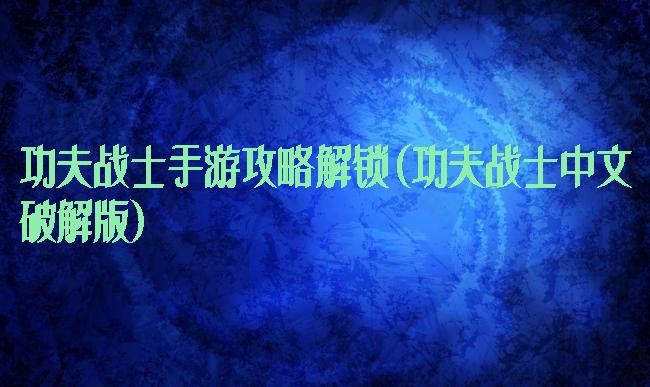 功夫战士手游攻略解锁(功夫战士中文破解版)