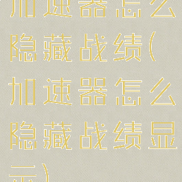 加速器怎么隐藏战绩(加速器怎么隐藏战绩显示)