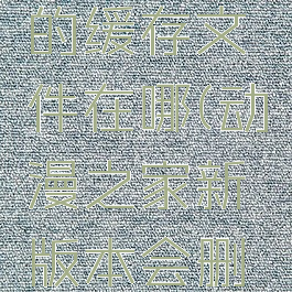 动漫之家的缓存文件在哪(动漫之家新版本会删除缓存吗)