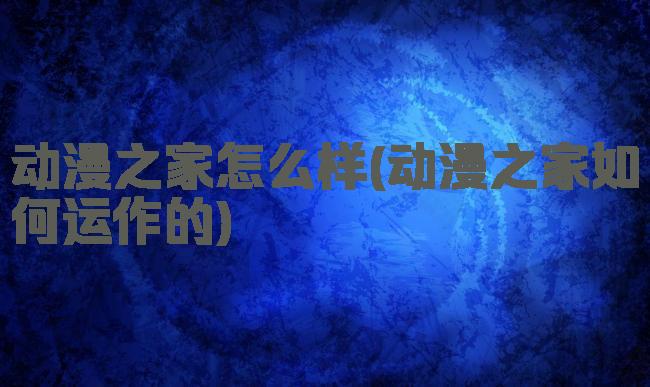 动漫之家怎么样(动漫之家如何运作的)