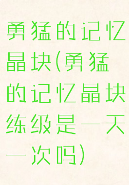 勇猛的记忆晶块(勇猛的记忆晶块练级是一天一次吗)