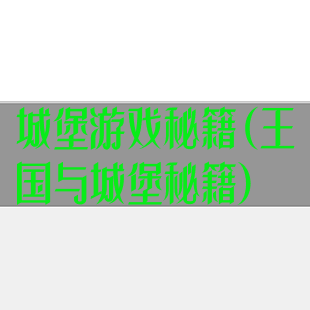 城堡游戏秘籍(王国与城堡秘籍)