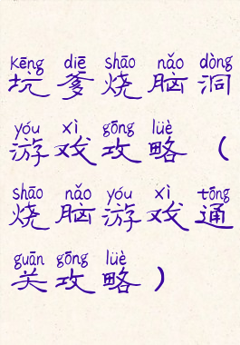 坑爹烧脑洞游戏攻略(烧脑游戏通关攻略)