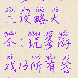 坑爹游戏十三攻略大全(坑爹游戏13所有答案)