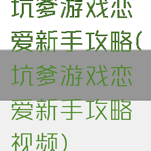 坑爹游戏恋爱新手攻略(坑爹游戏恋爱新手攻略视频)