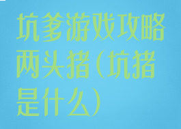 坑爹游戏攻略两头猪(坑猪是什么)