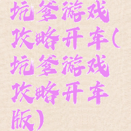 坑爹游戏攻略开车(坑爹游戏攻略开车版)