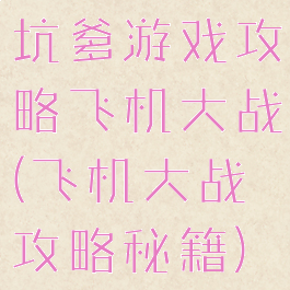 坑爹游戏攻略飞机大战(飞机大战攻略秘籍)