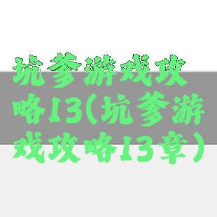 坑爹游戏攻略13(坑爹游戏攻略13章)