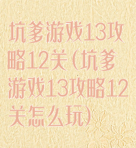 坑爹游戏13攻略12关(坑爹游戏13攻略12关怎么玩)