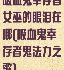 吸血鬼幸存者女巫的眼泪在哪(吸血鬼幸存者鬼法力之歌)