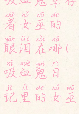 吸血鬼幸存者女巫的眼泪在哪(吸血鬼日记里的女巫)