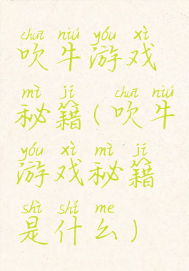 吹牛游戏秘籍(吹牛游戏秘籍是什么)