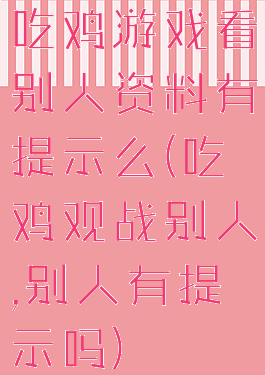 吃鸡游戏看别人资料有提示么(吃鸡观战别人,别人有提示吗)