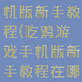 吃鸡游戏手机版新手教程(吃鸡游戏手机版新手教程在哪)