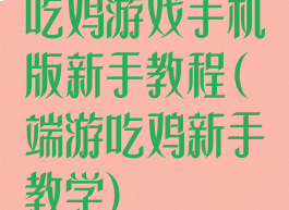 吃鸡游戏手机版新手教程(端游吃鸡新手教学)