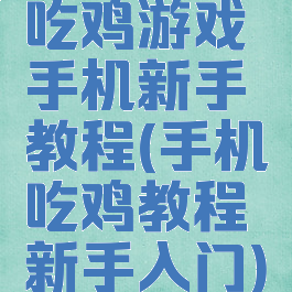 吃鸡游戏手机新手教程(手机吃鸡教程新手入门)