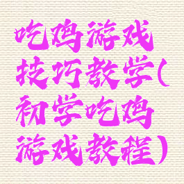 吃鸡游戏技巧教学(初学吃鸡游戏教程)