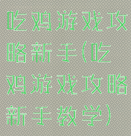 吃鸡游戏攻略新手(吃鸡游戏攻略新手教学)