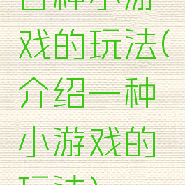 各种小游戏的玩法(介绍一种小游戏的玩法)