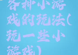 各种小游戏的玩法(玩一些小游戏)