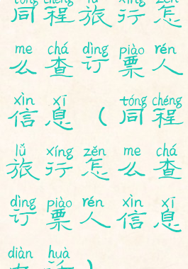 同程旅行怎么查订票人信息(同程旅行怎么查订票人信息电话)