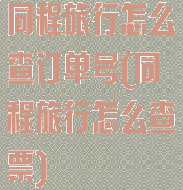 同程旅行怎么查订单号(同程旅行怎么查票)