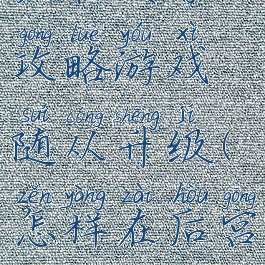 后宫生存攻略游戏随从升级(怎样在后宫生存)