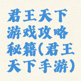 君王天下游戏攻略秘籍(君王天下手游)