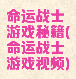 命运战士游戏秘籍(命运战士游戏视频)