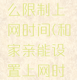 和家亲怎么限制上网时间(和家亲能设置上网时间段吗?)