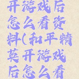 和平精英开游戏后怎么看资料(和平精英开游戏后怎么看资料库)