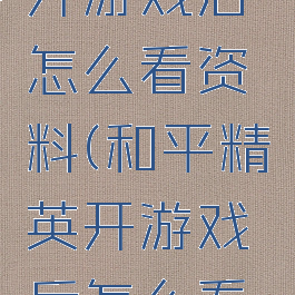 和平精英开游戏后怎么看资料(和平精英开游戏后怎么看资料卡)