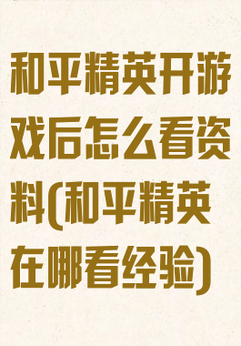 和平精英开游戏后怎么看资料(和平精英在哪看经验)